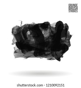 Grey brush stroke and texture. Grunge vector abstract hand - painted element. Underline and border design.