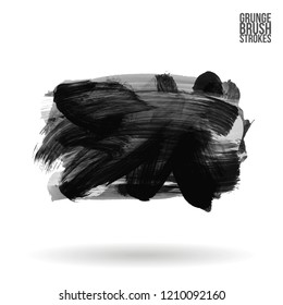 Grey brush stroke and texture. Grunge vector abstract hand - painted element. Underline and border design.