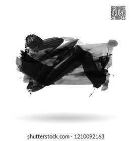 Grey brush stroke and texture. Grunge vector abstract hand - painted element. Underline and border design.
