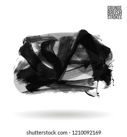 Grey brush stroke and texture. Grunge vector abstract hand - painted element. Underline and border design.