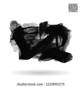 Grey brush stroke and texture. Grunge vector abstract hand - painted element. Underline and border design.