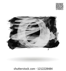 Grey brush stroke and texture. Grunge vector abstract hand - painted element. Underline and border design.