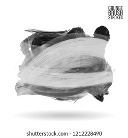 Grey brush stroke and texture. Grunge vector abstract hand - painted element. Underline and border design.