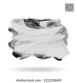 Grey brush stroke and texture. Grunge vector abstract hand - painted element. Underline and border design.