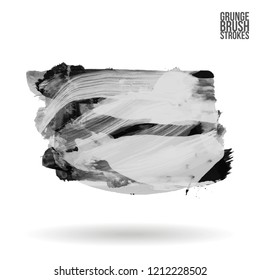 Grey brush stroke and texture. Grunge vector abstract hand - painted element. Underline and border design.