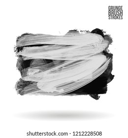 Grey brush stroke and texture. Grunge vector abstract hand - painted element. Underline and border design.