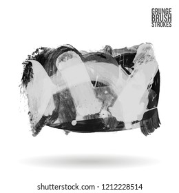 Grey brush stroke and texture. Grunge vector abstract hand - painted element. Underline and border design.
