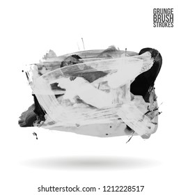 Grey brush stroke and texture. Grunge vector abstract hand - painted element. Underline and border design.