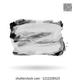 Grey brush stroke and texture. Grunge vector abstract hand - painted element. Underline and border design.