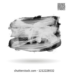 Grey brush stroke and texture. Grunge vector abstract hand - painted element. Underline and border design.
