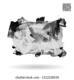 Grey brush stroke and texture. Grunge vector abstract hand - painted element. Underline and border design.