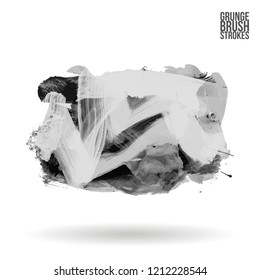 Grey brush stroke and texture. Grunge vector abstract hand - painted element. Underline and border design.