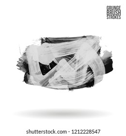 Grey brush stroke and texture. Grunge vector abstract hand - painted element. Underline and border design.