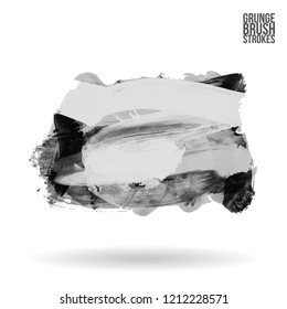 Grey brush stroke and texture. Grunge vector abstract hand - painted element. Underline and border design.