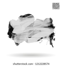 Grey brush stroke and texture. Grunge vector abstract hand - painted element. Underline and border design.