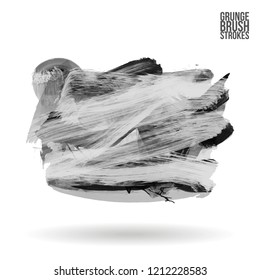Grey brush stroke and texture. Grunge vector abstract hand - painted element. Underline and border design.