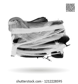 Grey brush stroke and texture. Grunge vector abstract hand - painted element. Underline and border design.