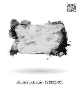 Grey brush stroke and texture. Grunge vector abstract hand - painted element. Underline and border design.
