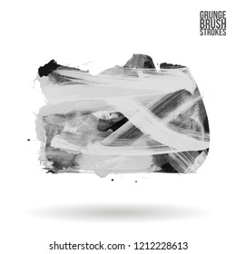 Grey brush stroke and texture. Grunge vector abstract hand - painted element. Underline and border design.