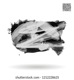 Grey brush stroke and texture. Grunge vector abstract hand - painted element. Underline and border design.
