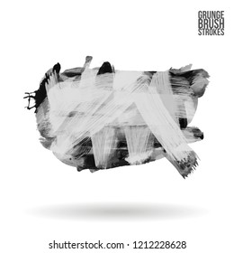 Grey brush stroke and texture. Grunge vector abstract hand - painted element. Underline and border design.