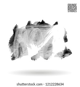 Grey brush stroke and texture. Grunge vector abstract hand - painted element. Underline and border design.