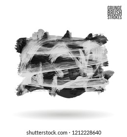 Grey brush stroke and texture. Grunge vector abstract hand - painted element. Underline and border design.