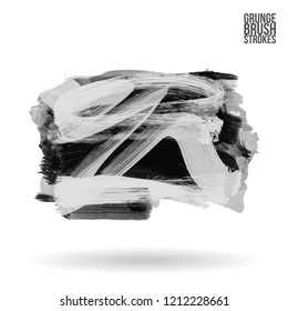 Grey brush stroke and texture. Grunge vector abstract hand - painted element. Underline and border design.