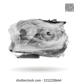Grey brush stroke and texture. Grunge vector abstract hand - painted element. Underline and border design.