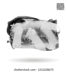 Grey brush stroke and texture. Grunge vector abstract hand - painted element. Underline and border design.