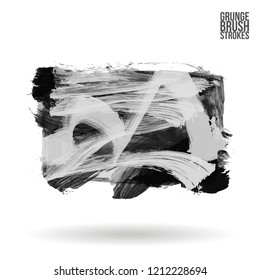 Grey brush stroke and texture. Grunge vector abstract hand - painted element. Underline and border design.