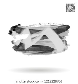 Grey brush stroke and texture. Grunge vector abstract hand - painted element. Underline and border design.