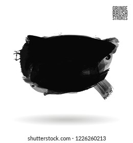 Grey brush stroke and texture. Grunge vector abstract hand - painted element. Underline and border design.