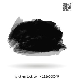 Grey brush stroke and texture. Grunge vector abstract hand - painted element. Underline and border design.