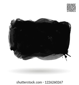 Grey brush stroke and texture. Grunge vector abstract hand - painted element. Underline and border design.