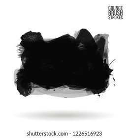 Grey brush stroke and texture. Grunge vector abstract hand - painted element. Underline and border design.