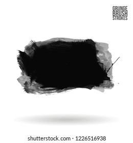 Grey brush stroke and texture. Grunge vector abstract hand - painted element. Underline and border design.