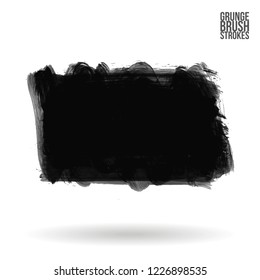 Grey  brush stroke and texture. Grunge vector abstract hand - painted element. Underline and border design.