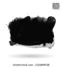 Grey  brush stroke and texture. Grunge vector abstract hand - painted element. Underline and border design.