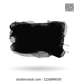 Grey  brush stroke and texture. Grunge vector abstract hand - painted element. Underline and border design.