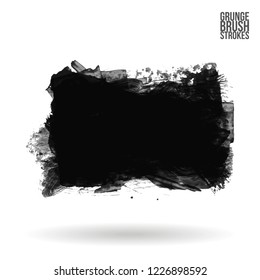 Grey  brush stroke and texture. Grunge vector abstract hand - painted element. Underline and border design.