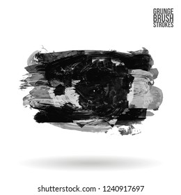 Grey  brush stroke and texture. Grunge vector abstract hand - painted element. Underline and border design.