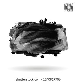 Grey  brush stroke and texture. Grunge vector abstract hand - painted element. Underline and border design.