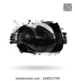 Grey  brush stroke and texture. Grunge vector abstract hand - painted element. Underline and border design.