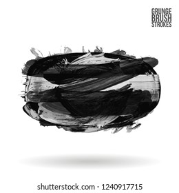 Grey  brush stroke and texture. Grunge vector abstract hand - painted element. Underline and border design.