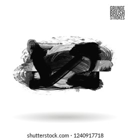 Grey  brush stroke and texture. Grunge vector abstract hand - painted element. Underline and border design.