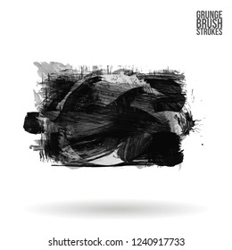Grey  brush stroke and texture. Grunge vector abstract hand - painted element. Underline and border design.