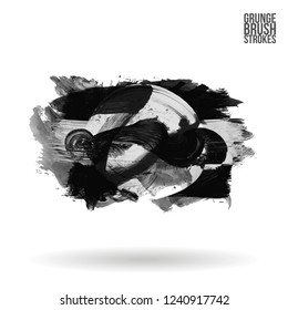 Grey  brush stroke and texture. Grunge vector abstract hand - painted element. Underline and border design.