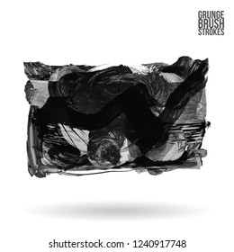Grey  brush stroke and texture. Grunge vector abstract hand - painted element. Underline and border design.