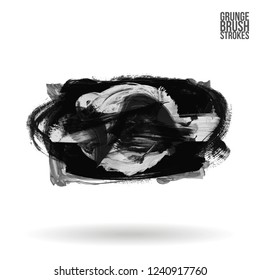 Grey  brush stroke and texture. Grunge vector abstract hand - painted element. Underline and border design.